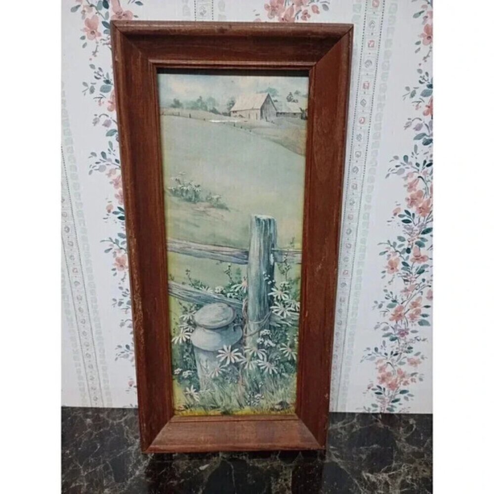 Vintage E. Carpenter Floral Picture Print Still Life Art Barn & Field Farmhouse